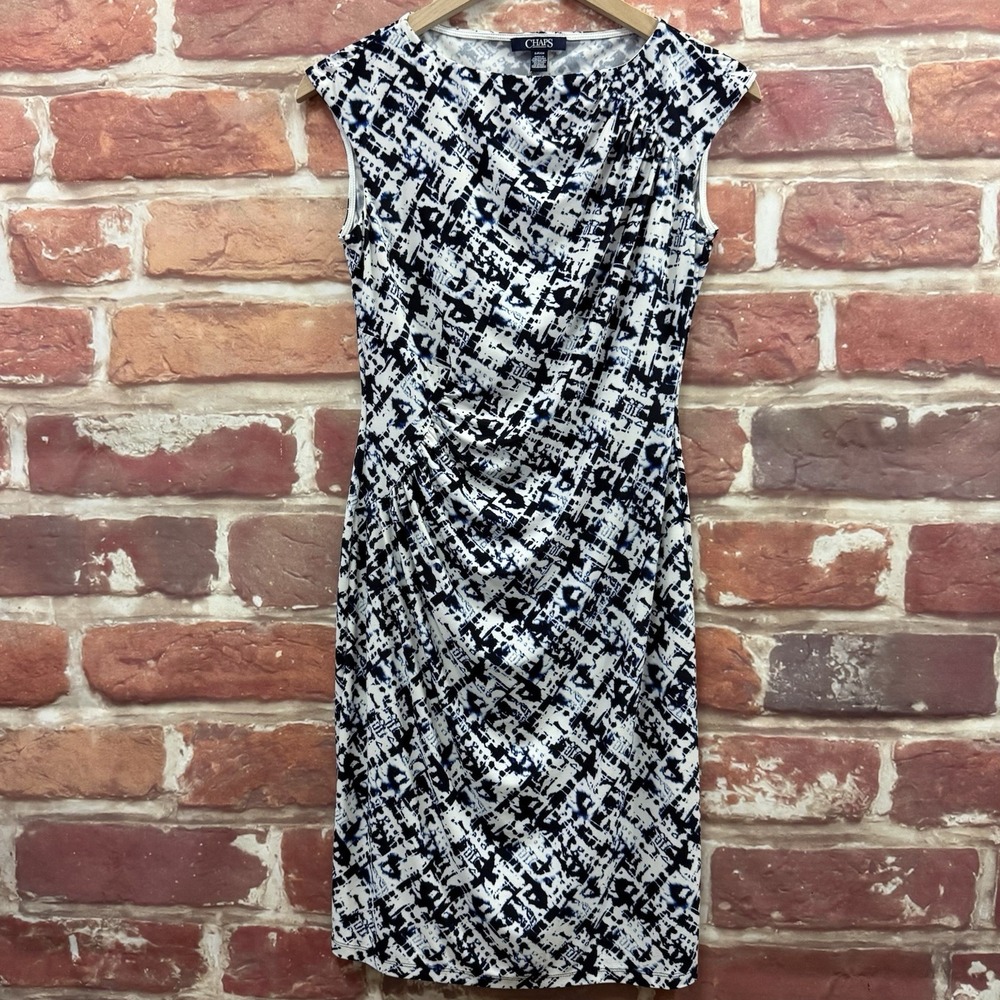 Ralph Lauren Chaps Dress Women's Small Multicolor Abstract Ruched Casual Career - Picture 7 of 9